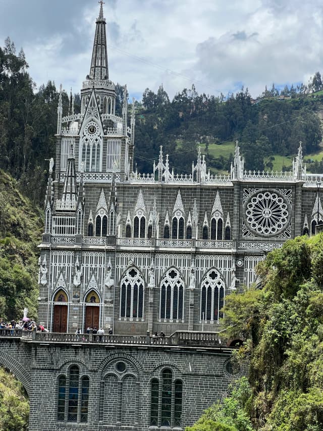Sactuary of las Lajas church. It has a gotic contruction